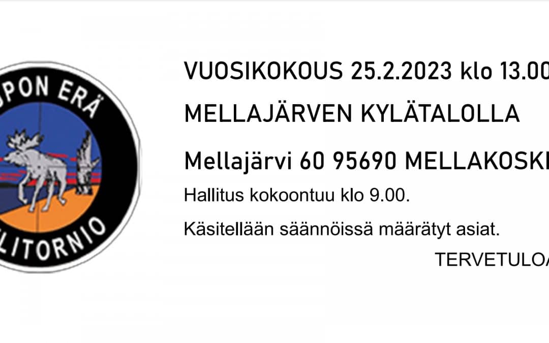 Jupon Erä ry:n Vuosikokous 25.2.2023